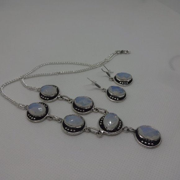 Stunning "OPALITE" Handmade Sterling Necklace & Earrings  #426 - Picture 3 of 3